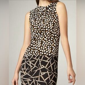 Diane Von Furstenberg Ivy Pomme Sky Gold & Grass Rain Print Silk Jersey Dress